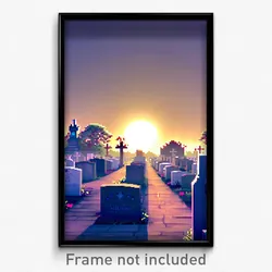 Pixel Art Poster - Villainous Cemetery (8 Bit Psychedelic Video Game Print)