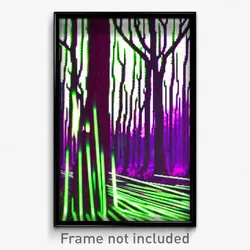 Pixel Art Poster - Wire Frame Glitchy Woods (8 Bit Psychedelic Video Game Print)