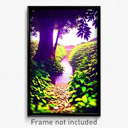 Pixel Art Poster - Leafy Ditch (8 Bit Psychedelic Trippy Weird Video Game Print)