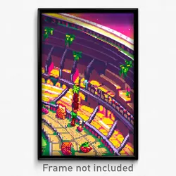 Pixel Art Poster - Fruity Colosseum (8 Bit Psychedelic Trippy Video Game Print)