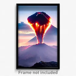 Pixel Art Poster - Oval Volcano (8 Bit Psychedelic Trippy Video Game Print)