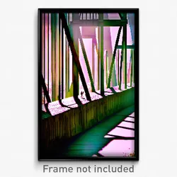 Pixel Art Poster - Dry Bridge (8 Bit Psychedelic Trippy Weird Video Game Print)