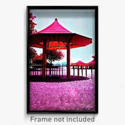 Pixel Art Poster - Red Gazebo (8 Bit Psychedelic Trippy Weird Video Game Print)