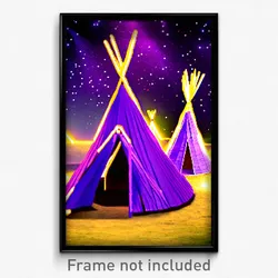 Pixel Art Poster - Purple Tepee (8 Bit Psychedelic Trippy Video Game Print)
