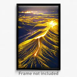 Pixel Art Poster - Golden Lava Fields (8 Bit Psychedelic Video Game Print)
