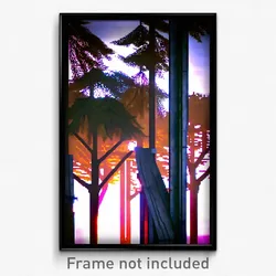 Pixel Art Poster - Steel Trees (8 Bit Psychedelic Trippy Weird Video Game Print)
