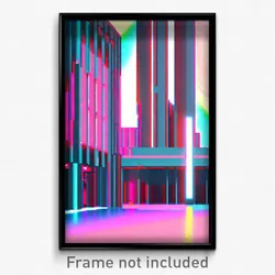 Pixel Art Poster - Glitch Art Modern Architecture (8 Bit Video Game Print)