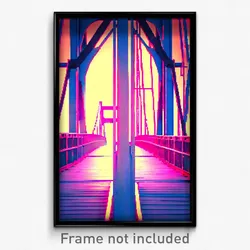 Pixel Art Poster - Shifty Bridge (8 Bit Psychedelic Trippy Video Game Print)