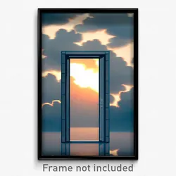Pixel Art Poster - Cloudy Door (8 Bit Psychedelic Trippy Weird Video Game Print)