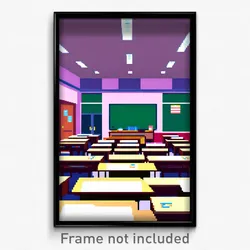 Pixel Art Poster - Pleasant Classroom (8 Bit Psychedelic Video Game Print)