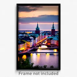 Pixel Art Poster - Fabulous Swedish City (8 Bit Psychedelic Video Game Print)