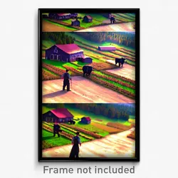 Pixel Art Poster - Extra Large Farm (8 Bit Psychedelic Trippy Video Game Print)