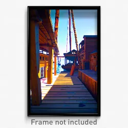 Pixel Art Poster - Wooden Shipyard (8 Bit Psychedelic Trippy Video Game Print)