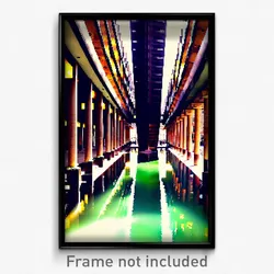 Pixel Art Poster - Reflecting Barbican (8 Bit Psychedelic Video Game Print)