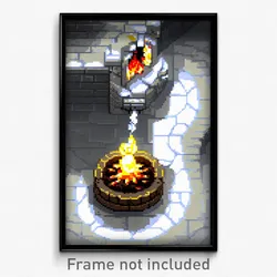 Pixel Art Poster - Puzzling Hearth (8 Bit Psychedelic Trippy Video Game Print)