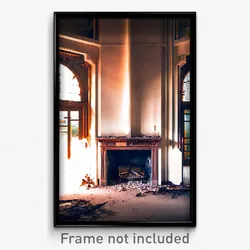 Pixel Art Poster - Abandoned Fireplace (8 Bit Psychedelic Video Game Print)