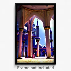 Pixel Art Poster - Frightening Mosque (8 Bit Psychedelic Video Game Print)