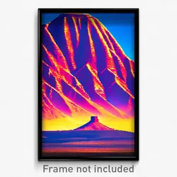 Pixel Art Poster - Flamboyant Butte (8 Bit Psychedelic Trippy Video Game Print)