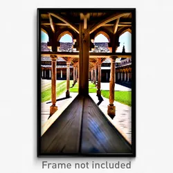 Pixel Art Poster - Wooden Cloister (8 Bit Psychedelic Trippy Video Game Print)