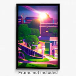 Pixel Art Poster - Tiny Campus (8 Bit Psychedelic Trippy Weird Video Game Print)