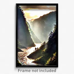 Pixel Art Poster - Thunderous Gorge (8 Bit Psychedelic Trippy Video Game Print)
