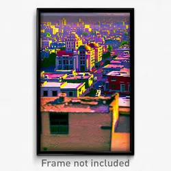 Pixel Art Poster - Cold Mexican City (8 Bit Psychedelic Trippy Video Game Print)