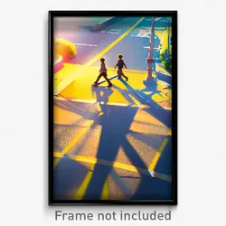 Pixel Art Poster - Sunny Crossing (8 Bit Psychedelic Trippy Video Game Print)