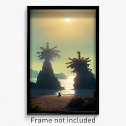 Pixel Art Poster - Frightening Cay (8 Bit Psychedelic Trippy Video Game Print)