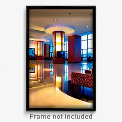 Pixel Art Poster - Harmonious Hotel Lobby (8 Bit Psychedelic Video Game Print)