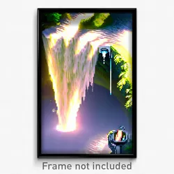 Pixel Art Poster - Vibrating Waterfall (8 Bit Psychedelic Video Game Print)