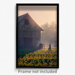 Pixel Art Poster - Frightening Farm (8 Bit Psychedelic Trippy Video Game Print)