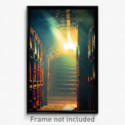 Pixel Art Poster - Mysterious Cellar (8 Bit Psychedelic Trippy Video Game Print)