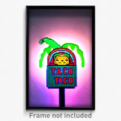 Pixel Art Poster - Enchanting Taco (8 Bit Psychedelic Trippy Video Game Print)