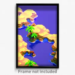 Pixel Art Poster - Virtual Isle (8 Bit Psychedelic Trippy Video Game Print)