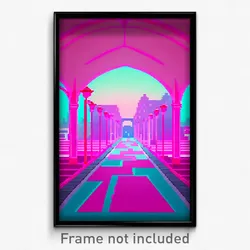 Pixel Art Poster - Pink Avenue (8 Bit Psychedelic Trippy Weird Video Game Print)
