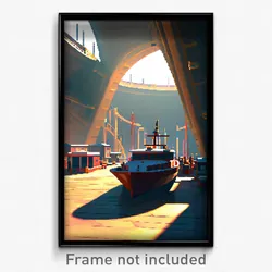 Pixel Art Poster - Curvy Shipyard (8 Bit Psychedelic Trippy Video Game Print)