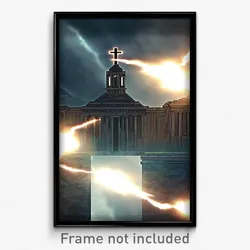 Pixel Art Poster - Thunderous Convent (8 Bit Psychedelic Video Game Print)