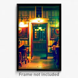 Pixel Art Poster - Homely Tavern (8 Bit Psychedelic Trippy Video Game Print)