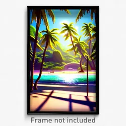Pixel Art Poster - Lavish Beach (8 Bit Psychedelic Trippy Video Game Print)