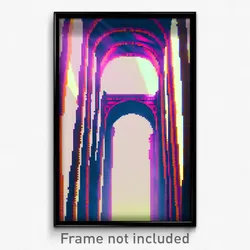 Pixel Art Poster - Glitchy Viaduct (8 Bit Psychedelic Trippy Video Game Print)