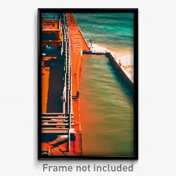 Pixel Art Poster - Orange Pier (8 Bit Psychedelic Trippy Weird Video Game Print)