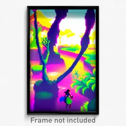 Pixel Art Poster - Squiggly Bayou (8 Bit Psychedelic Trippy Video Game Print)