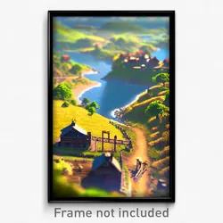 Pixel Art Poster - Rural Isle (8 Bit Psychedelic Trippy Weird Video Game Print)