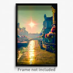 Pixel Art Poster - Flowery Quay (8 Bit Psychedelic Trippy Video Game Print)