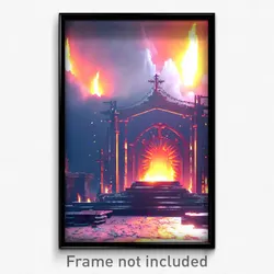 Pixel Art Poster - Heavenly Forge (8 Bit Psychedelic Trippy Video Game Print)