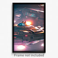 Pixel Art Poster - Rough Spaceship (8 Bit Psychedelic Trippy Video Game Print)