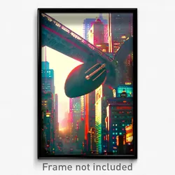 Pixel Art Poster - Vibrating Metropolis (8 Bit Psychedelic Video Game Print)