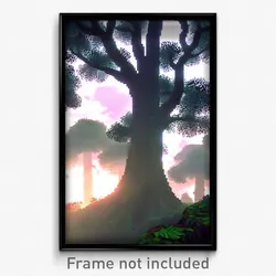 Pixel Art Poster - Shady Cloud Forest (8 Bit Psychedelic Video Game Print)