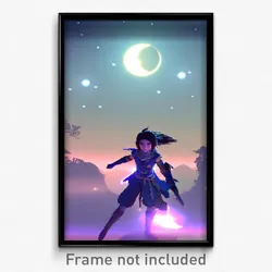 Pixel Art Poster - Subtle Moon Battle (8 Bit Psychedelic Video Game Print)