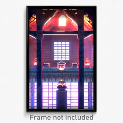 Pixel Art Poster - Dreary Shrine (8 Bit Psychedelic Trippy Video Game Print)